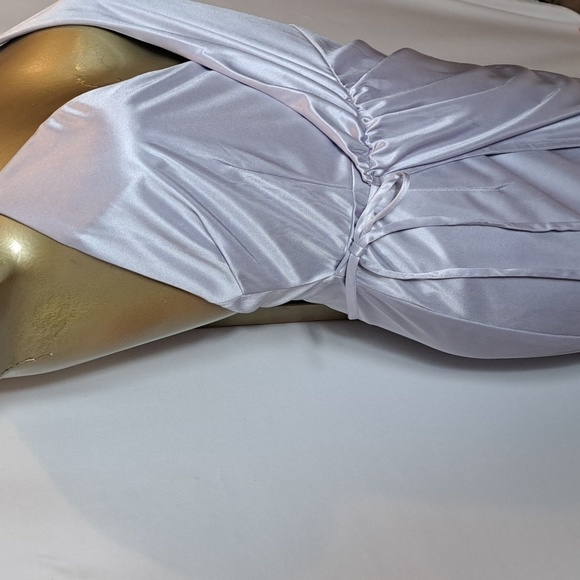 L'Atiste By Amy Silver Gray Satin Look Wrap Midi Dress - Picture 7 of 9